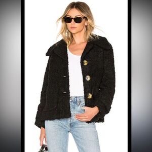 Free People So Soft Cozy Black Button Up Collar Peacoat• X-Small